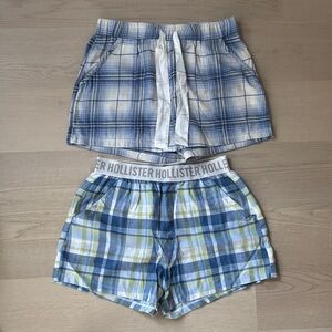 Set of 2 Hollister Blue Flannel Pajama Shorts Size XS